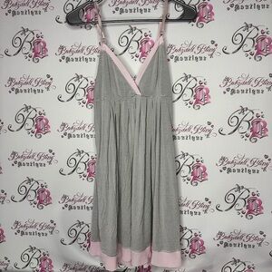 Max studio dress nighty gown striped white grey baby pink luxe comfy cute PJ
